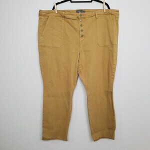 Torrid Womens High Rise Ankle Jeans Size 24 Tall Gold Raw Hem Skinny Button Fly